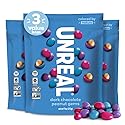 UNREAL Dark Chocolate Peanut Gems (3 Value Size Bags) | Vegan with Colors from Nature | Fair Trade, Non-GMO, & Gluten Free Ingredients | No Sugar