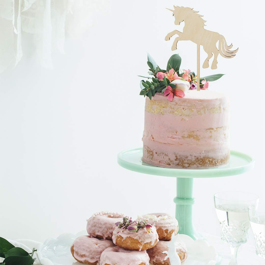 Andaz Press Unicorn Horse Laser Cut Wood Cake Topper, 1st Birthday, Rustic Chic Wood Cake Topper for Unicorn Theme Party, Decorations for Cake