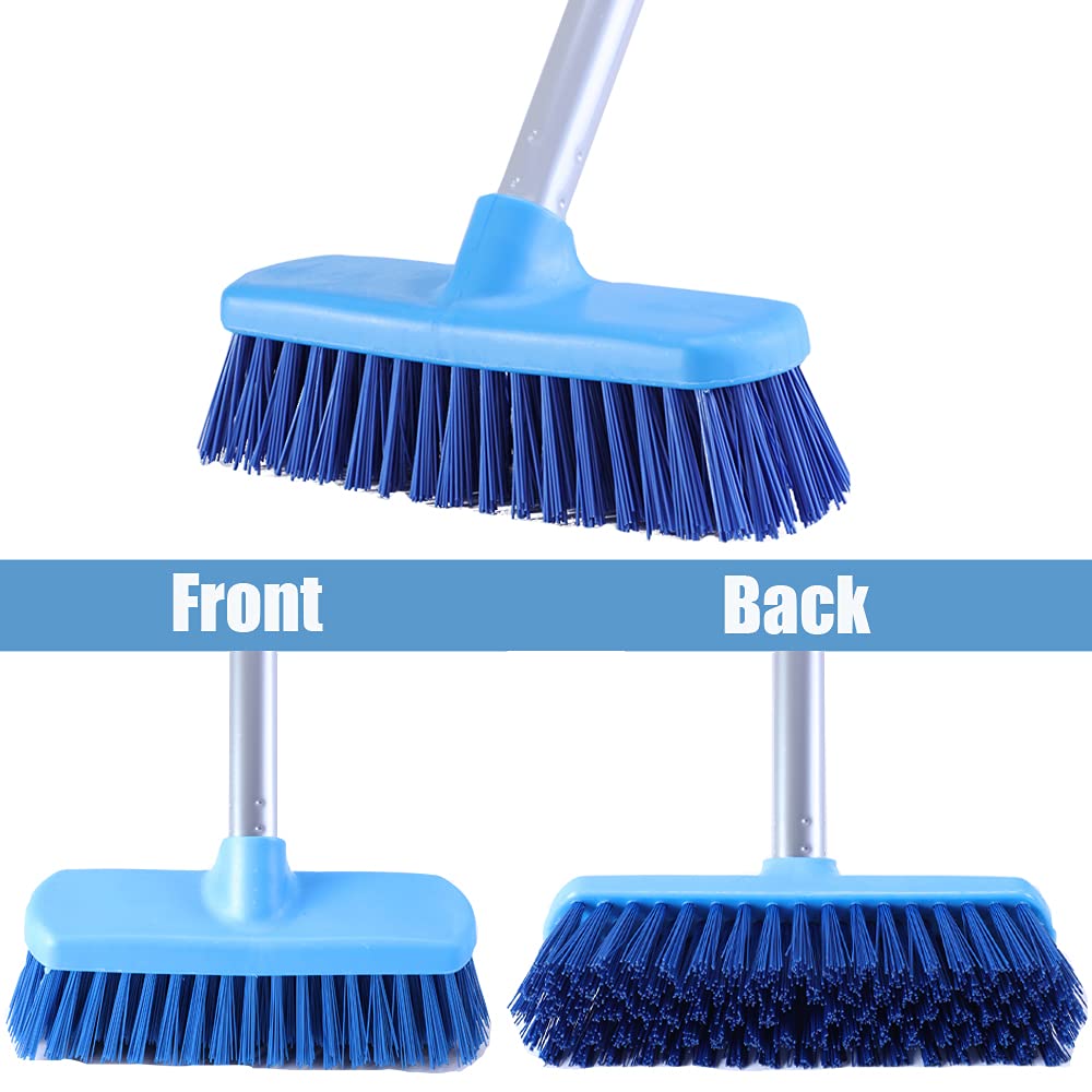 YONILL Deck Brush with Long Handle - Floor Scrub Brushes for Cleaning Shower, Stiff Bristle Scrubbing Brush, 50" Floor Scrubber Brush for Bathroom