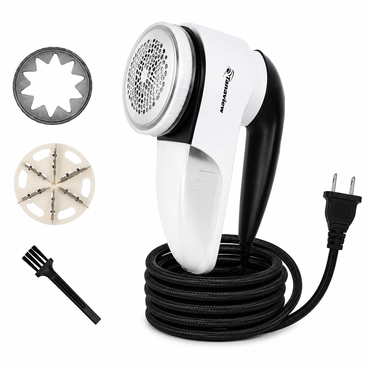 Power Corded Electric Fabric Shaver, No Battery, Pilling & Fuzz Remover for Clothes, Furniture, Couch, Sweaters - 6 Leaf Blades - Portable Defuzzer
