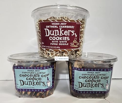Trader Joe Dunkers Oatmeal Cranberry Cookies, 2 of Chocolatey Coated Chocolate Chip Cookie (Three Containers)
