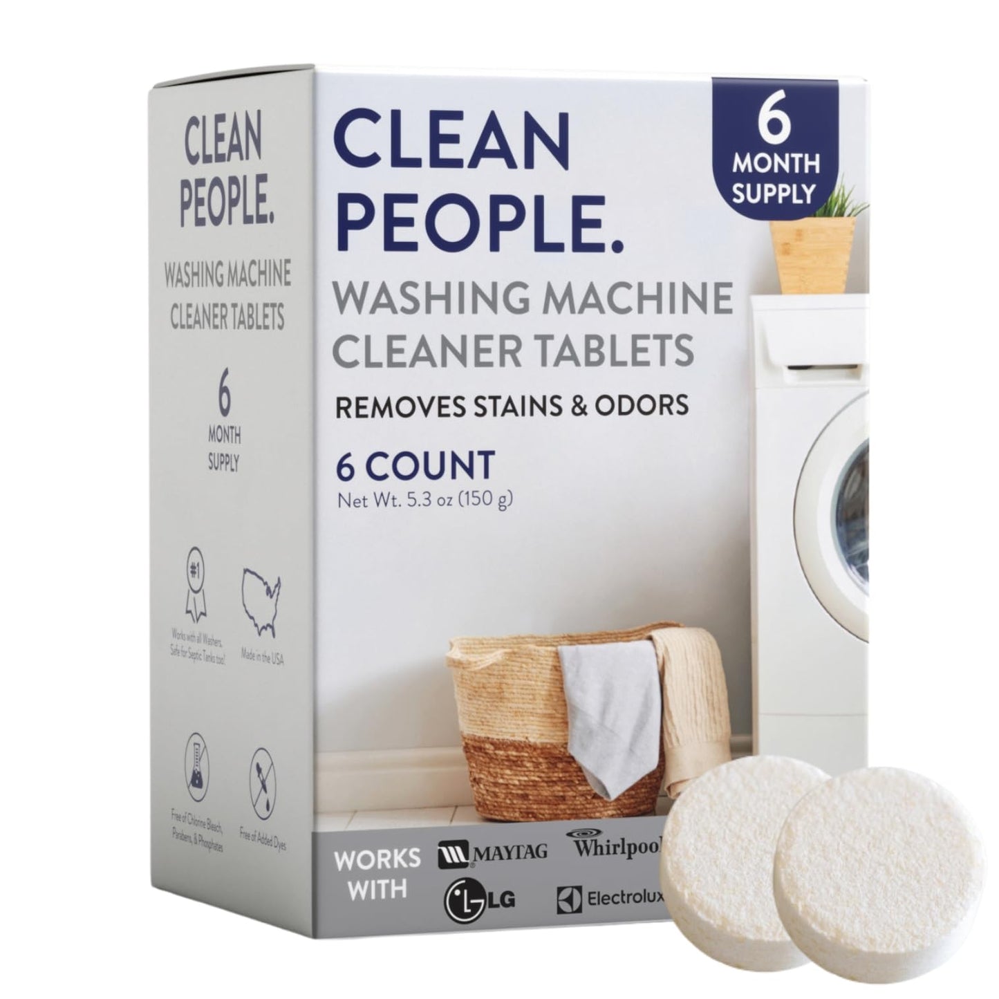 THE CLEAN PEOPLE Washing Machine Cleaner - Washer Machine Cleaner Tablets for Removing Odor, Grime & Scale Buildup - Front Load and Top Load Laundry