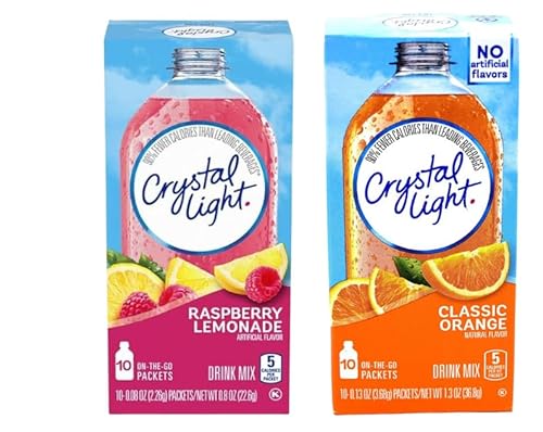 Crystal Light Drink Mix Variety Pack, Low Calorie Powdered Beverage Mix for Water Flavoring and Refreshing Drinks, Raspberry Lemonade and Classic