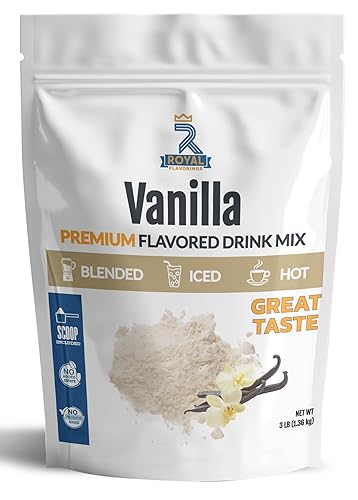 Royal Flavorings Vanilla Premium Flavored Frappe Drink Mix for Blended, Iced or Hot Drinks, Stand up Resealable Bag 3 Lb.