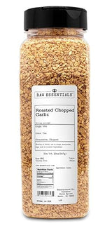 Raw Essentials Roasted Chopped Garlic - Earthy and Nutty Flavor for Soups, Marinades, Dips, and Vegetables - Non-GMO, Gluten-Free, Vegan, Paleo