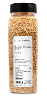 Raw Essentials Roasted Chopped Garlic - Earthy and Nutty Flavor for Soups, Marinades, Dips, and Vegetables - Non-GMO, Gluten-Free, Vegan, Paleo