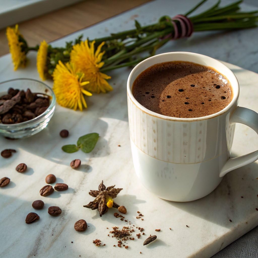 Teeccino Dandelion Mocha Herbal Coffee - Caffeine-Free Coffee Alternative with Prebiotics, Gluten Free, Acid Free - Medium Roast, 10 oz
