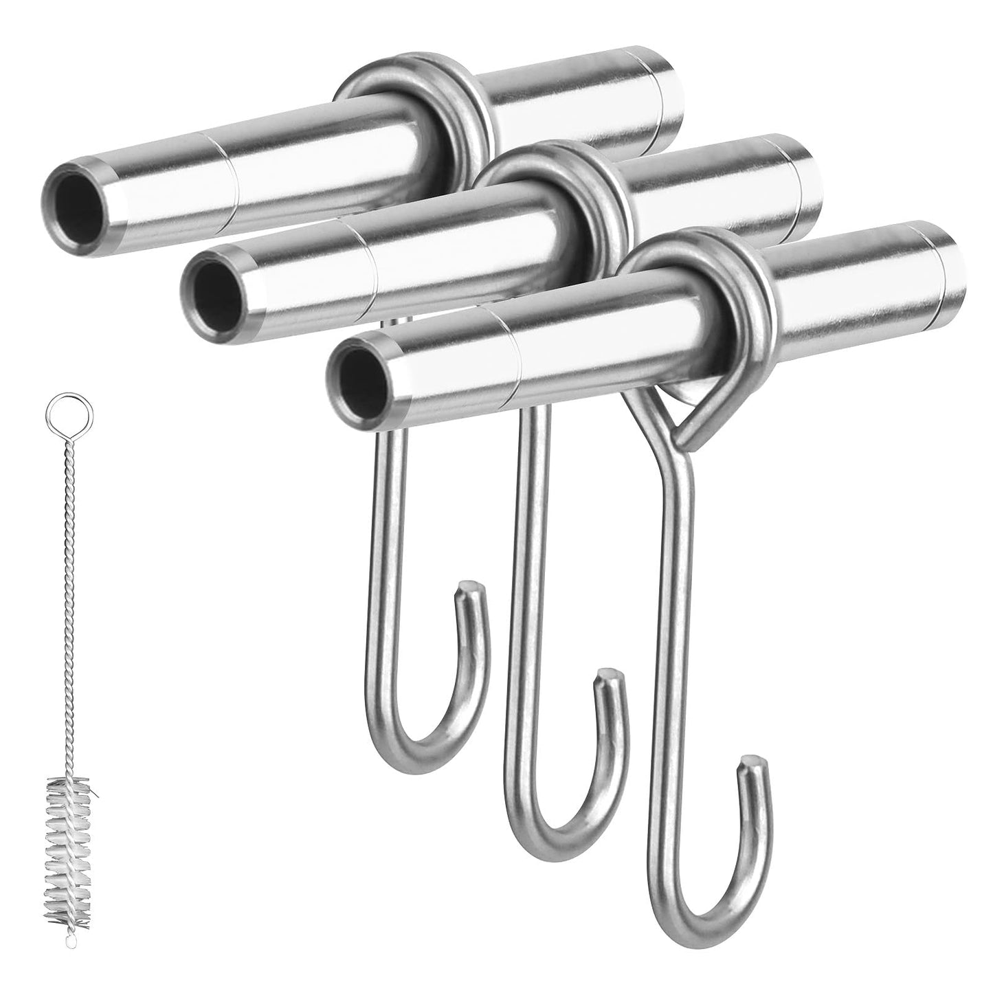 ARGCONNER Stainless Steel Maple Syrup Taps Kit, Spiles for Tapping Trees, 3 Spiles and Hooks With 1 Spile Cleaning Brush