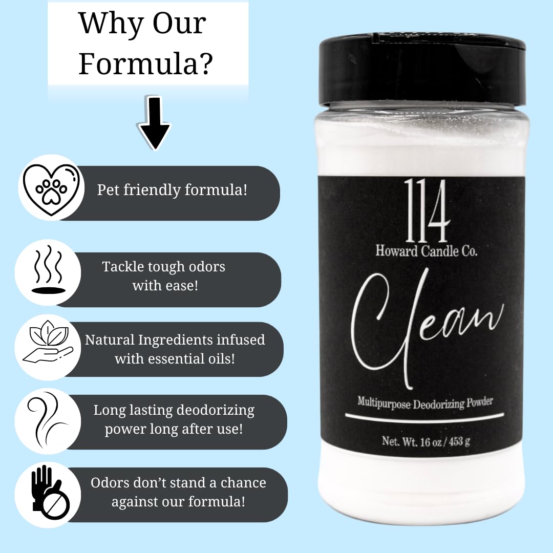 Carpet Deodorizer & Freshener Powder - Upholstery, Couch & Rug Odor Eliminator for Strong Odor & Pet Urine | Baking Soda Formula | Clean Cotton Scent