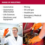 Ansell Microflex Blaze N48 7mil Disposable Nitrile Gloves w/Extended Cuff for Automotive, Oil, Mining - Small, Orange (Pack of 100)