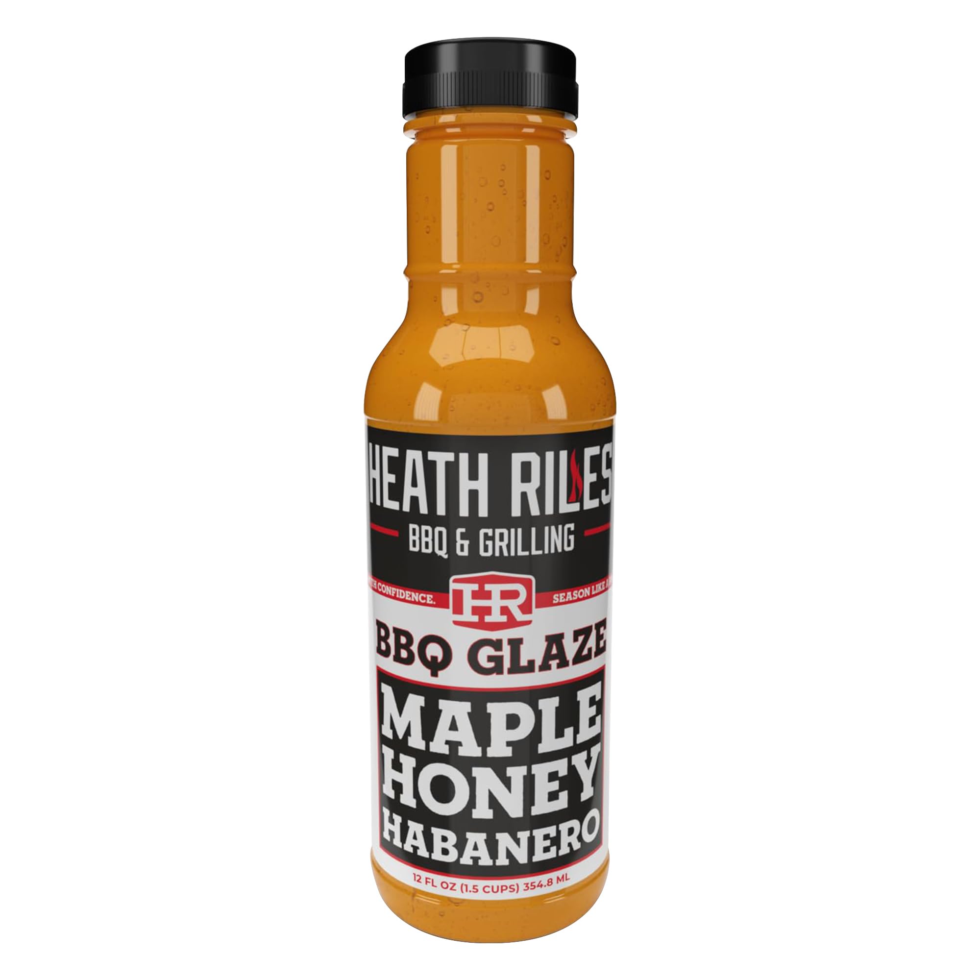 Heath Riles BBQ Maple Honey Habanero BBQ Glaze - Bold Rib Glaze with Maple, Honey & Heat, Great on Pork, Ribs or Ham - 80+ BBQ Championships, 12 oz