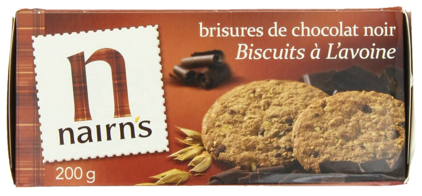 Nairns Dark Chocolate Chip Oat Cookies, 7.1-Ounce (Pack of 4)