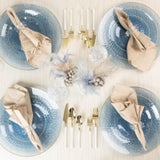Organic Hammered Dusty Blue Plates Disposable, (32 Ct) 7" & 10" Blue Clear Plastic Plates Combo, Perfect Blue Disposable Plates for Fancy Plastic
