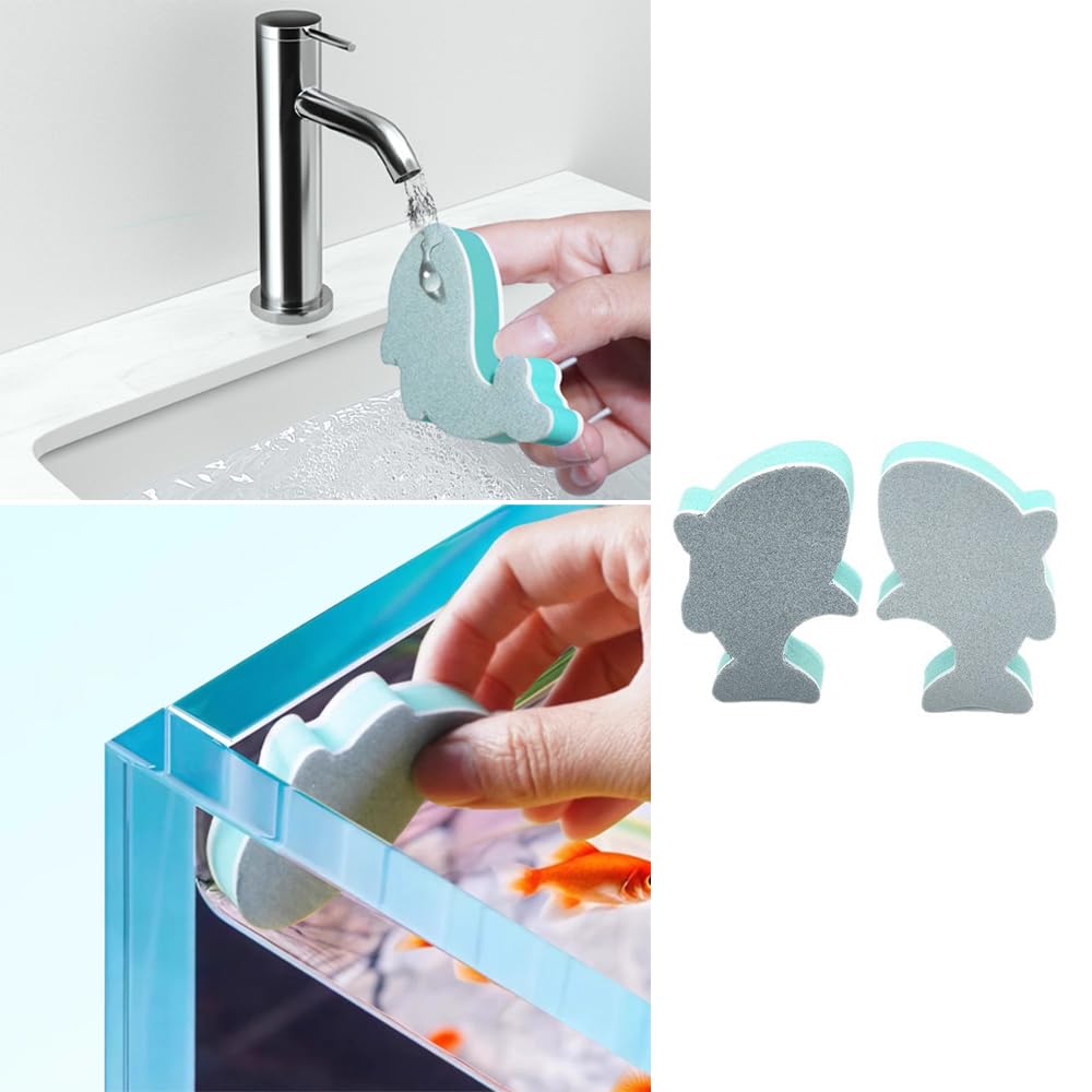 NentMent 10 Pack Glass Aquarium Cleaner Desktop Fish Tank Glass Cleaner Cleaning Tool Sponge Brush Algae Scraper for Nano Glass Aquarium Kit Small