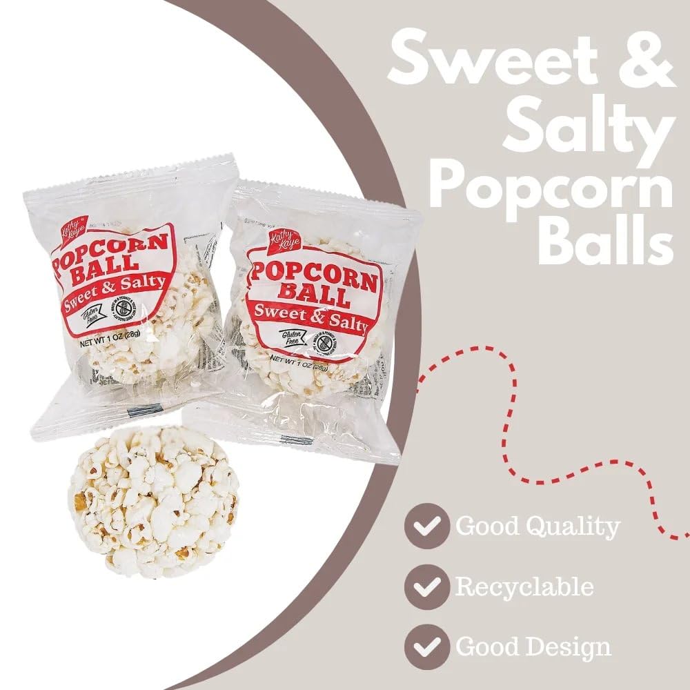Bulk 100 Piece Kathy Kaye Sweet & Salty Popcorn Balls, Great for Work Gatherings, Fundraisers, Birthday and Other Grand Event Treats
