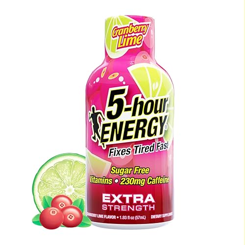 5-hour ENERGY CRANBERRY LIME Flavor, 6 Count, 1.93 Fl Oz Energy Shot, Extra Strength, Sugar Free