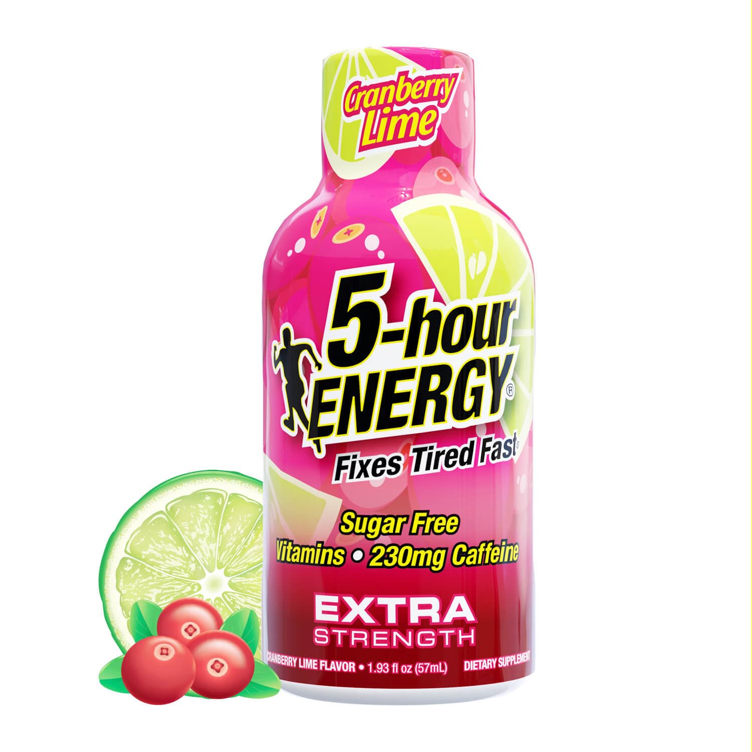 5-hour ENERGY CRANBERRY LIME Flavor, 6 Count, 1.93 Fl Oz Energy Shot, Extra Strength, Sugar Free