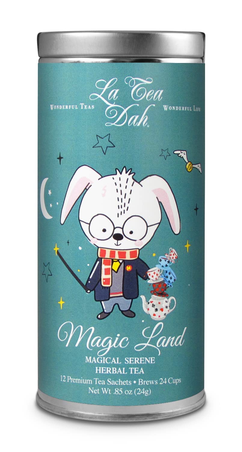 Serene Herbal Tea for Kids by La Tea Dah, Calming Decaf Childrens Tea, Lavender Chamomile Tea Bags Flavored with Lemongrass and Spearmint, Sleepy Tea