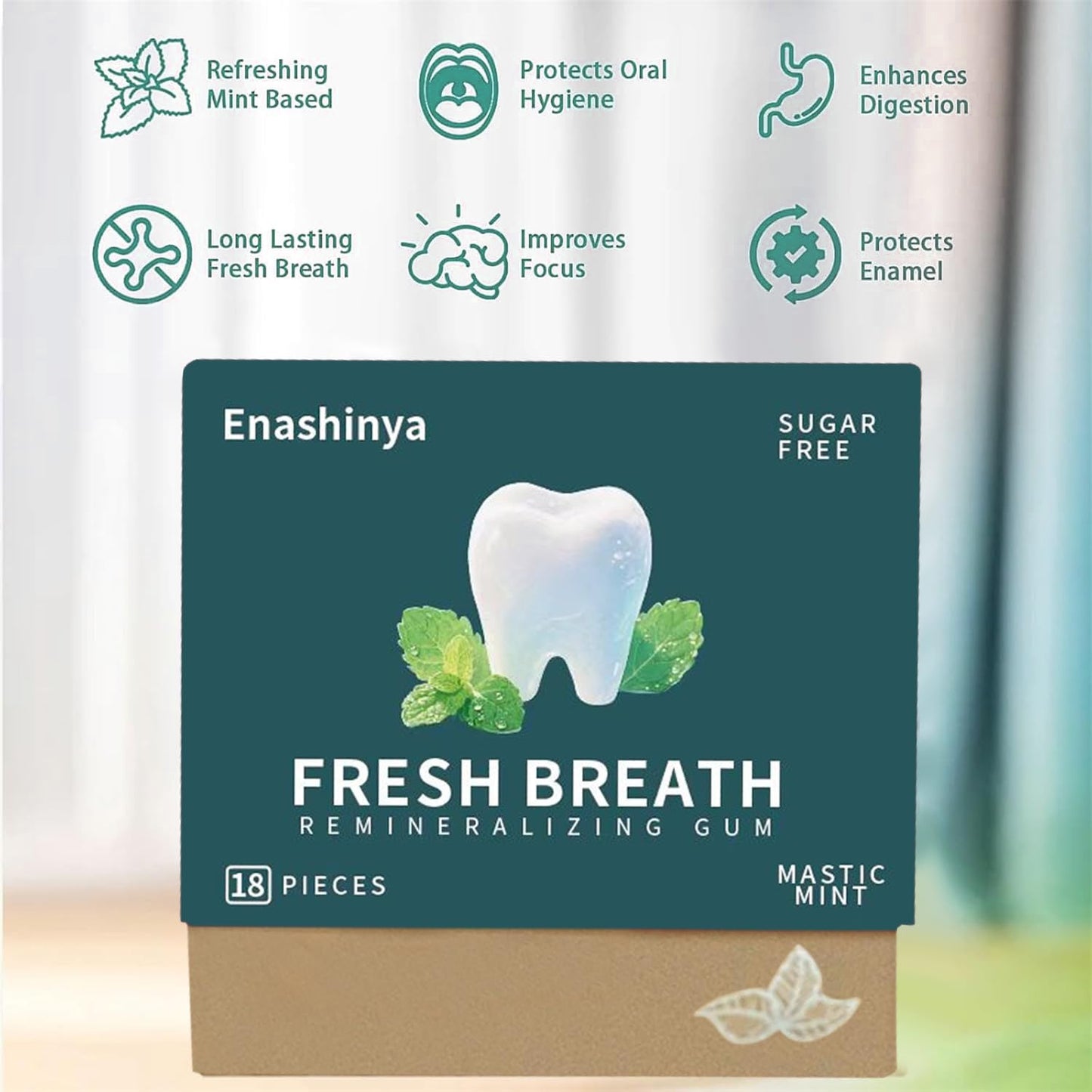 Remineralizing Gum-with Xylitol Hydroxyapatite Nano,Handcrafted Sugar-Free Frankincense Mint Gum, Sugar Aspartame Plastic Dye Gluten Free,Daily Oral