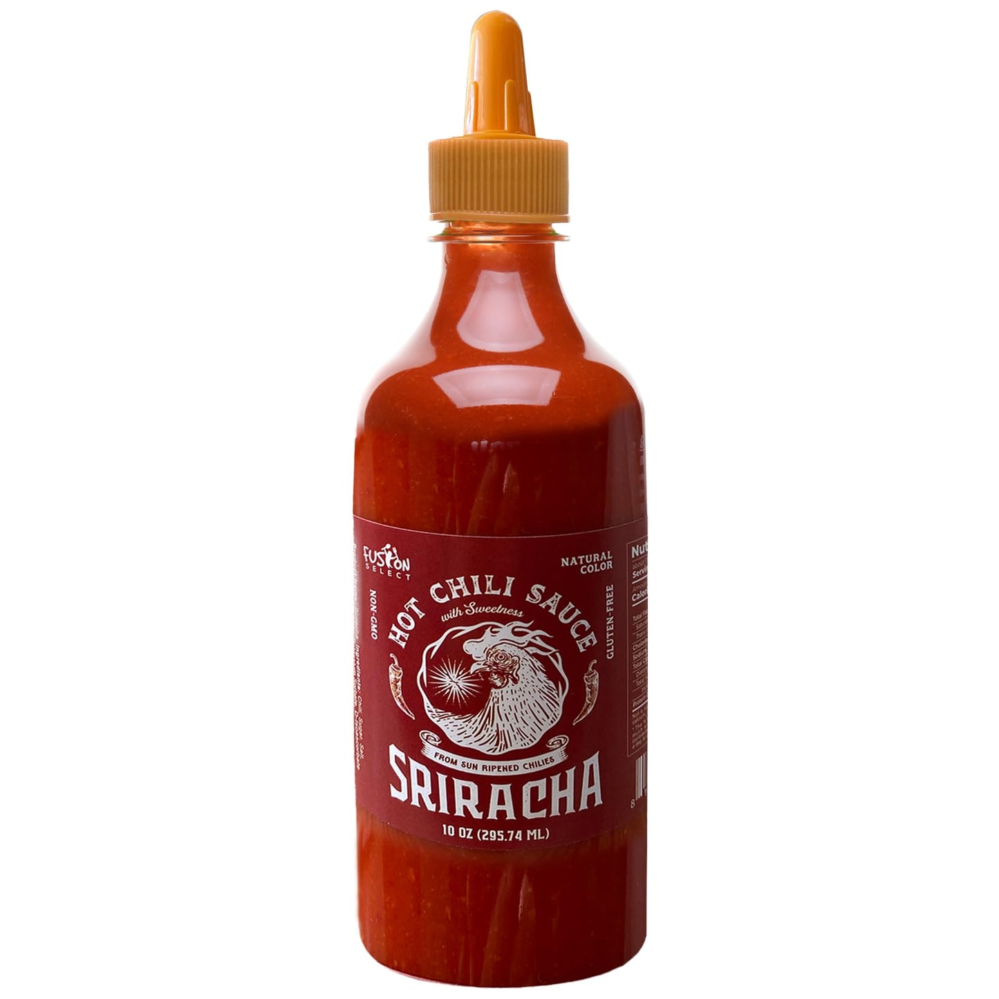 Fusion Select 10 Oz Sriracha Hot Sauce - Gourmet Spicy & Sweet Chili Sauce Seasoning for Cooking, Pizza, Stir Fry, Chicken, Meat, Taco - Made from Sun