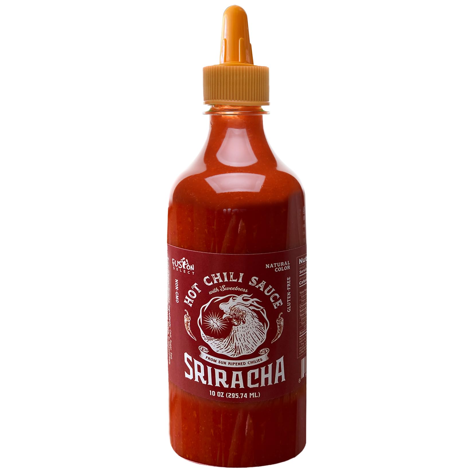 Fusion Select 10 Oz Sriracha Hot Sauce - Gourmet Spicy & Sweet Chili Sauce Seasoning for Cooking, Pizza, Stir Fry, Chicken, Meat, Taco - Made from Sun