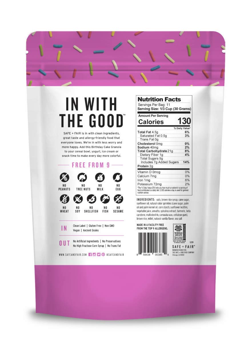Safe and Fair Birthday Cake Granola, 24 Ounce (Two Pack)