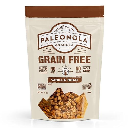 Paleonola Vanilla Bean Grain Free Granola, 10 Oz Resealable Bag (Pack of 1) - Grainless Paleo Granola Blended with Nuts, Seed & Vanilla Bean - Gluten & Dairy Free, Non-GMO, Low Carb Protein Granola