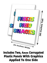 Freeze Dried Snacks (24" X 36") 4mm Corrugated Plastic Panel, Graphics Applied to 1 Side (Pk of 2) | Fair Food, Desserts, Sweets, Treats