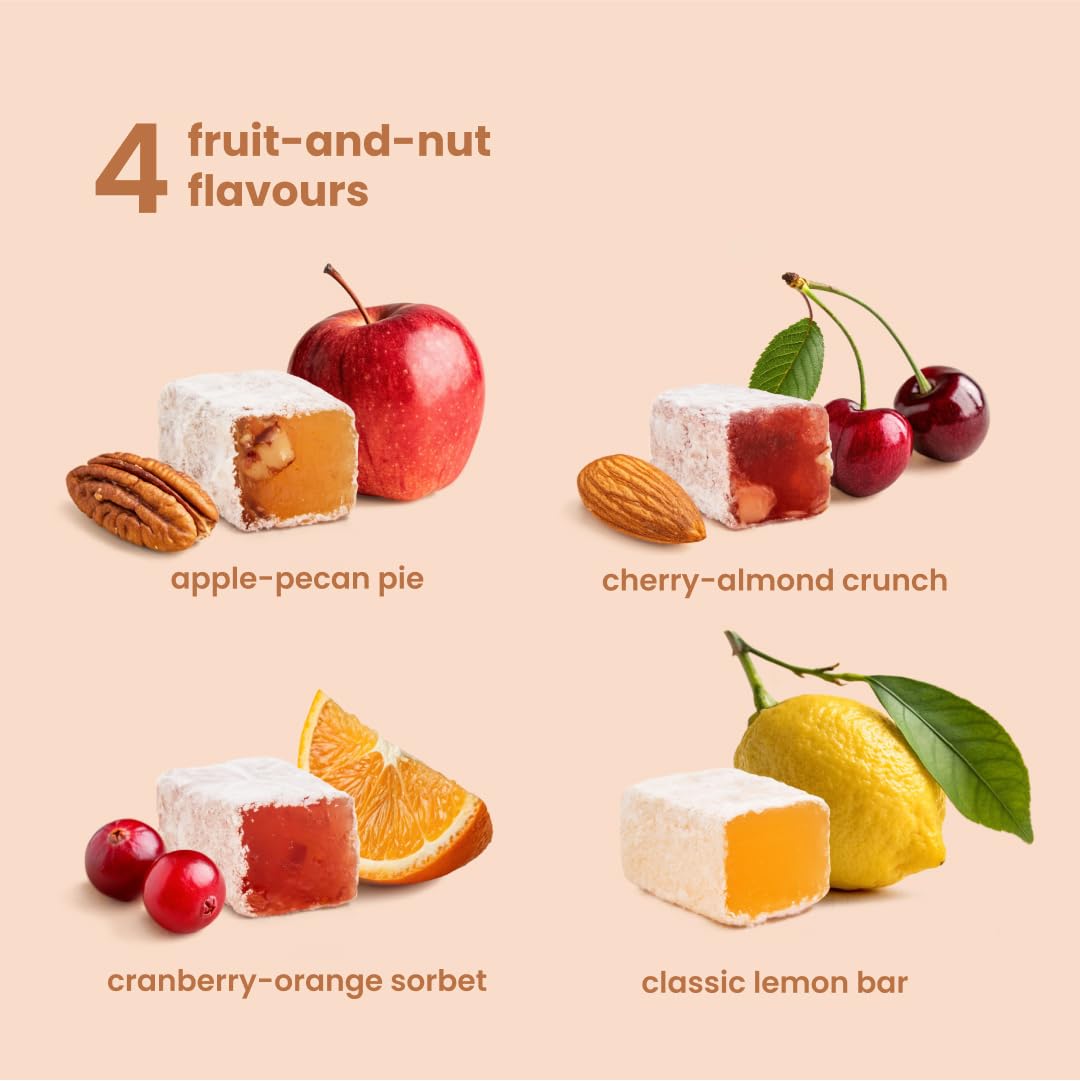 Liberty Orchards, Dessert Delights - Fruit and Nut Candies - Turkish Delights Lokum Candy - Natural, Vegan, Gluten-Free - 10 Oz.