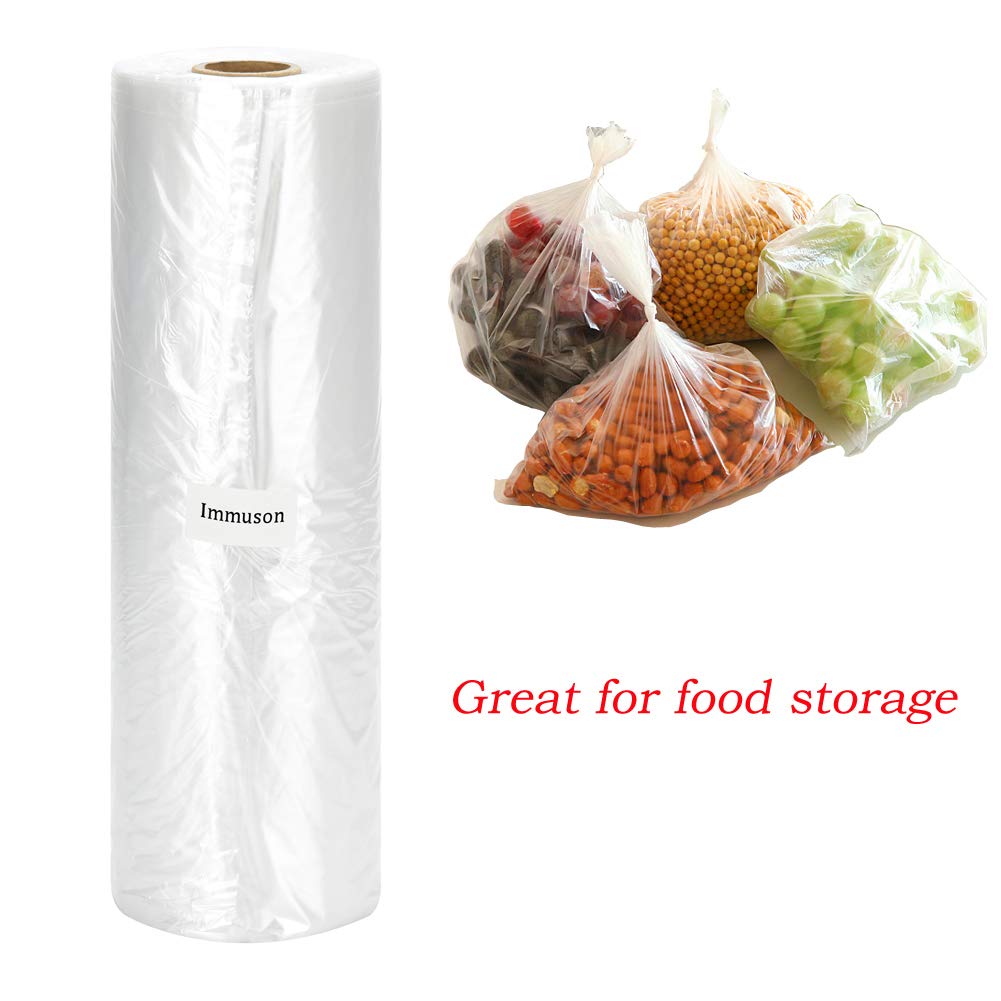 Immuson 12" x 20" Plastic Produce Bag on a Roll Food Storage Bags Clear Plastic Produce Bag for Fruits, Vegetable,Bread, Kitchen Bags (350 Bags-1