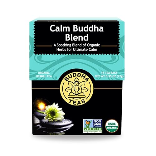 Buddha Teas - Calm Buddha Blend - Organic Herbal Tea - For Health & Wellbeing - Blend of Organic Herbs - Clean Ingredients - Caffeine Free - OU Kosher