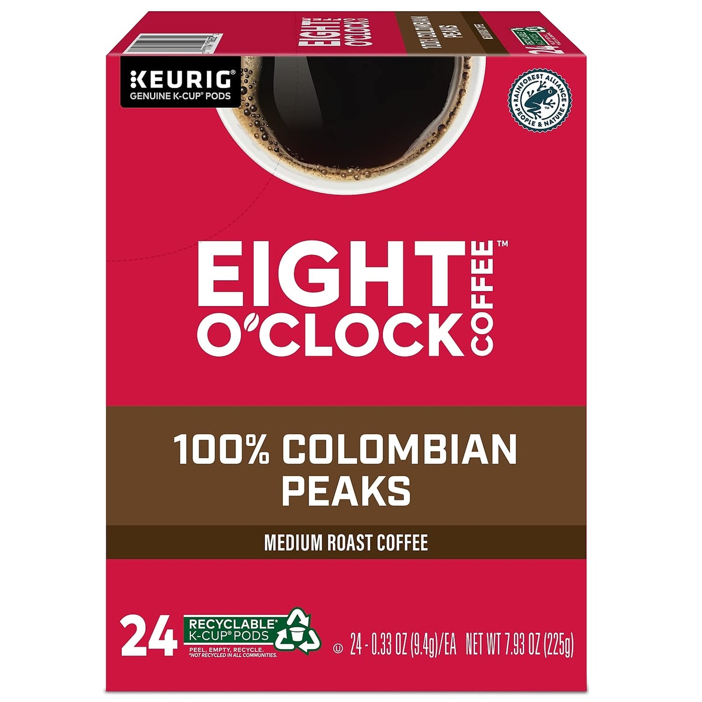 Eight O'Clock Coffee Colombian Peaks, Single-Serve Keurig K-Cup Pods, Medium Roast Coffee, 24 Count