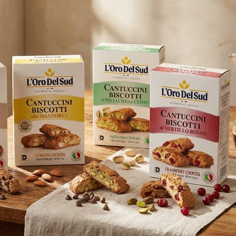 L'Oro Del Sud Pistachio and Cedron Biscotti, Cantuccini d'Abruzzo, Italian Cookies Madewith Real Quality Ingredients, 180 G, 6.3 oz. Gourmet Cookies