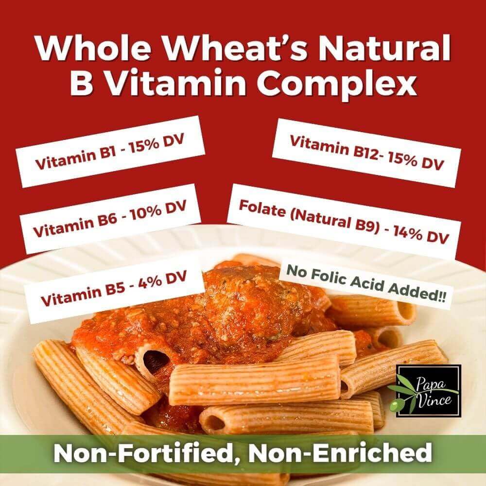 Papa Vince Organic Whole Wheat Non Enriched Rigatoni: Low Gluten Italian Pasta made in Italy from Organic Non GMO Khorasan Ancient Grain grown in