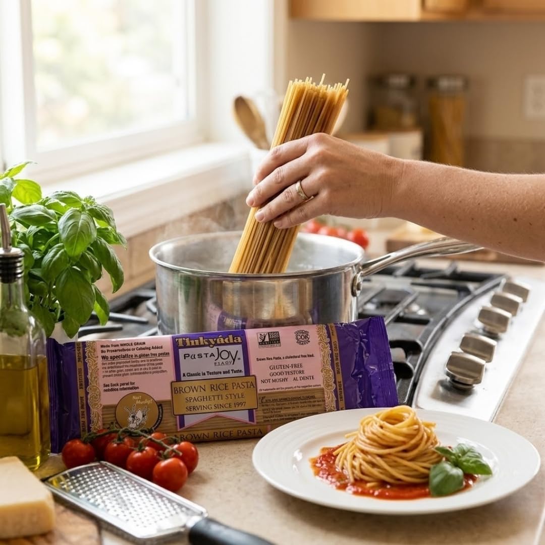 Pasta Brown Rice Spaghetti 16 oz - Pack of 12 - Noodles for Salad and Pantry Staples - Spaghetti Alternative to Egg and Penne