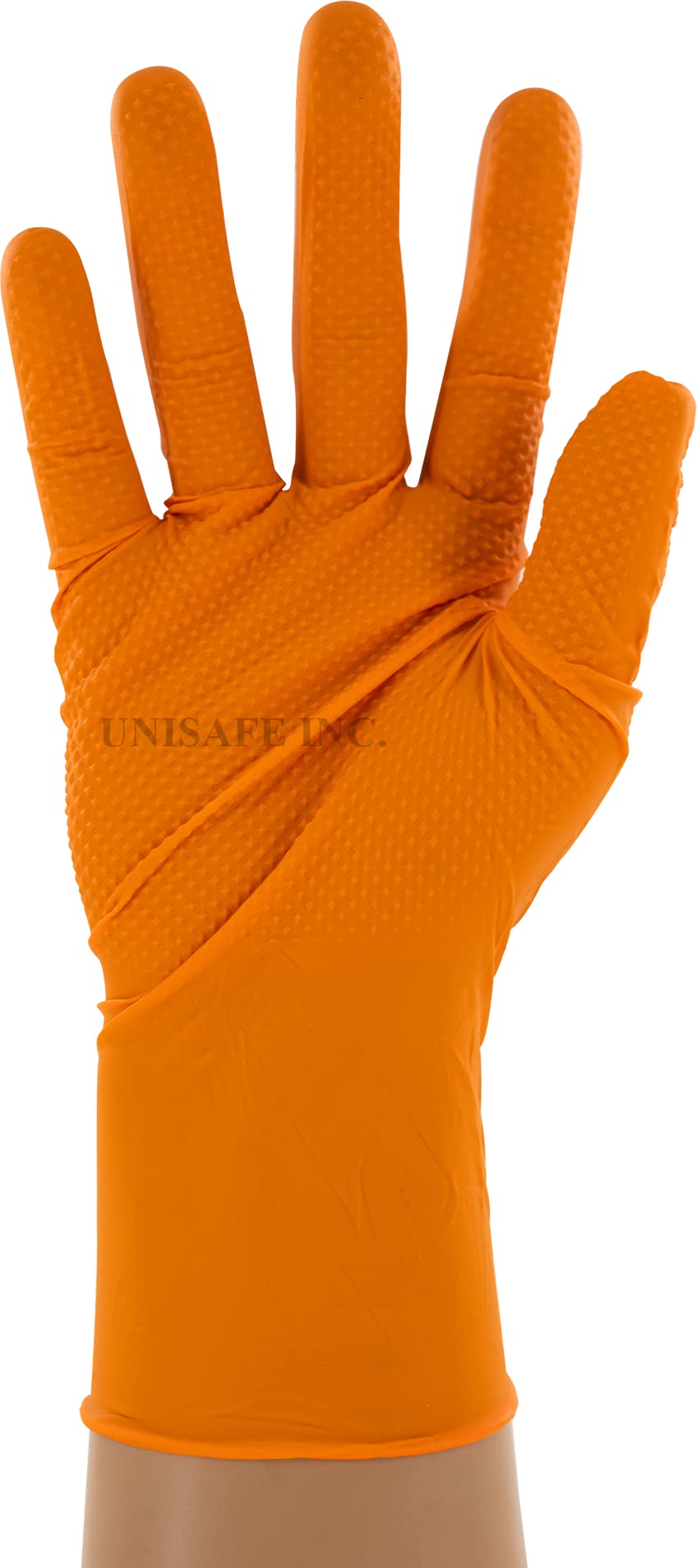 Copperhead HD Orange Nitrile Disposable Gloves, 8 Mil, Latex and Powder Free, Industrial, Food Safe, Raised Diamond Texture (Large, Case/1000)