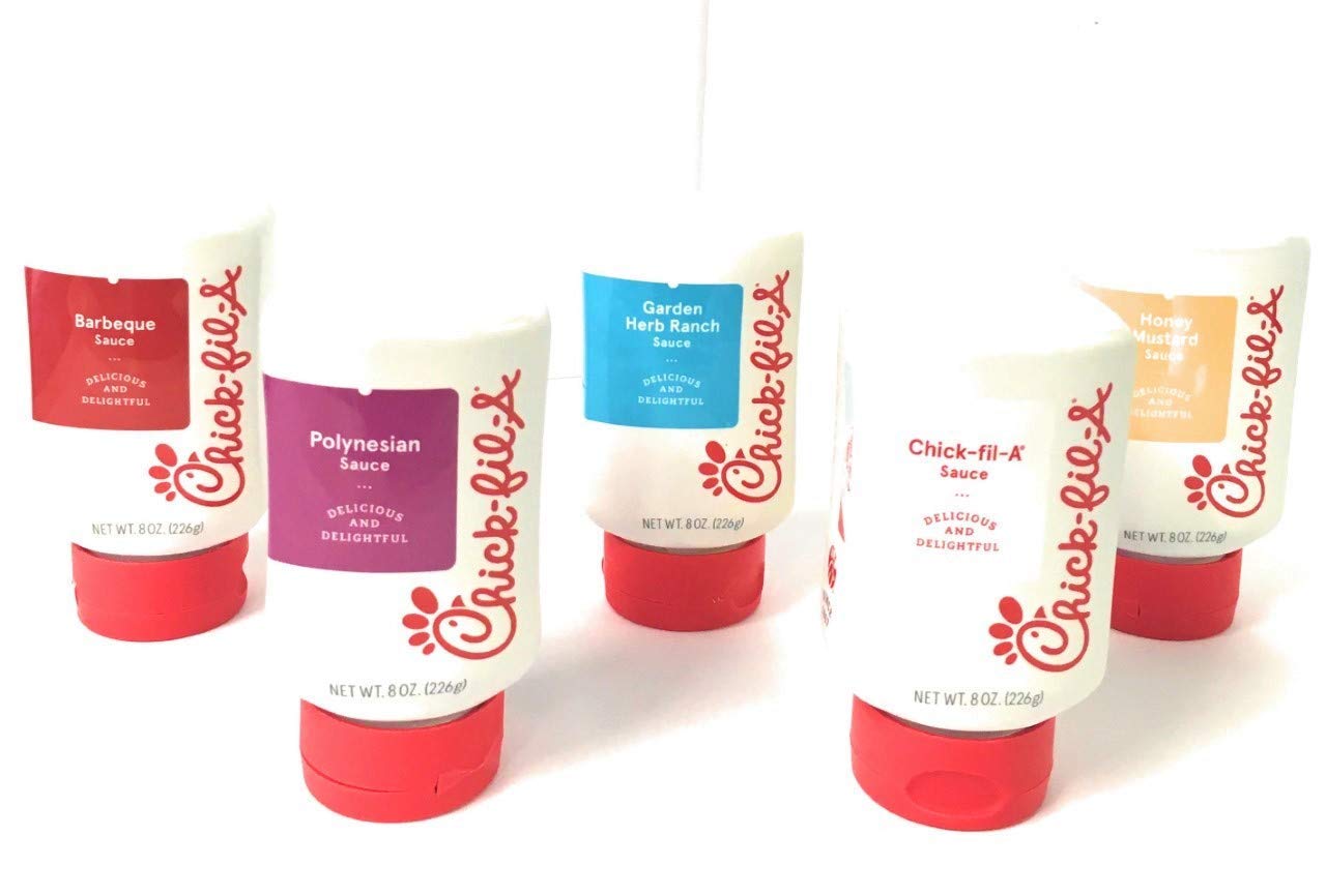 Chick-fil-A Sauce Bundle -- 5 8Oz. Bottles Chick-fil-A Sauce 8 Oz. Polynesian 8 Oz. Honey Mustard 8 Oz. Barbeque 8 Oz. Garden Herb Ranch 8 Oz. - SET