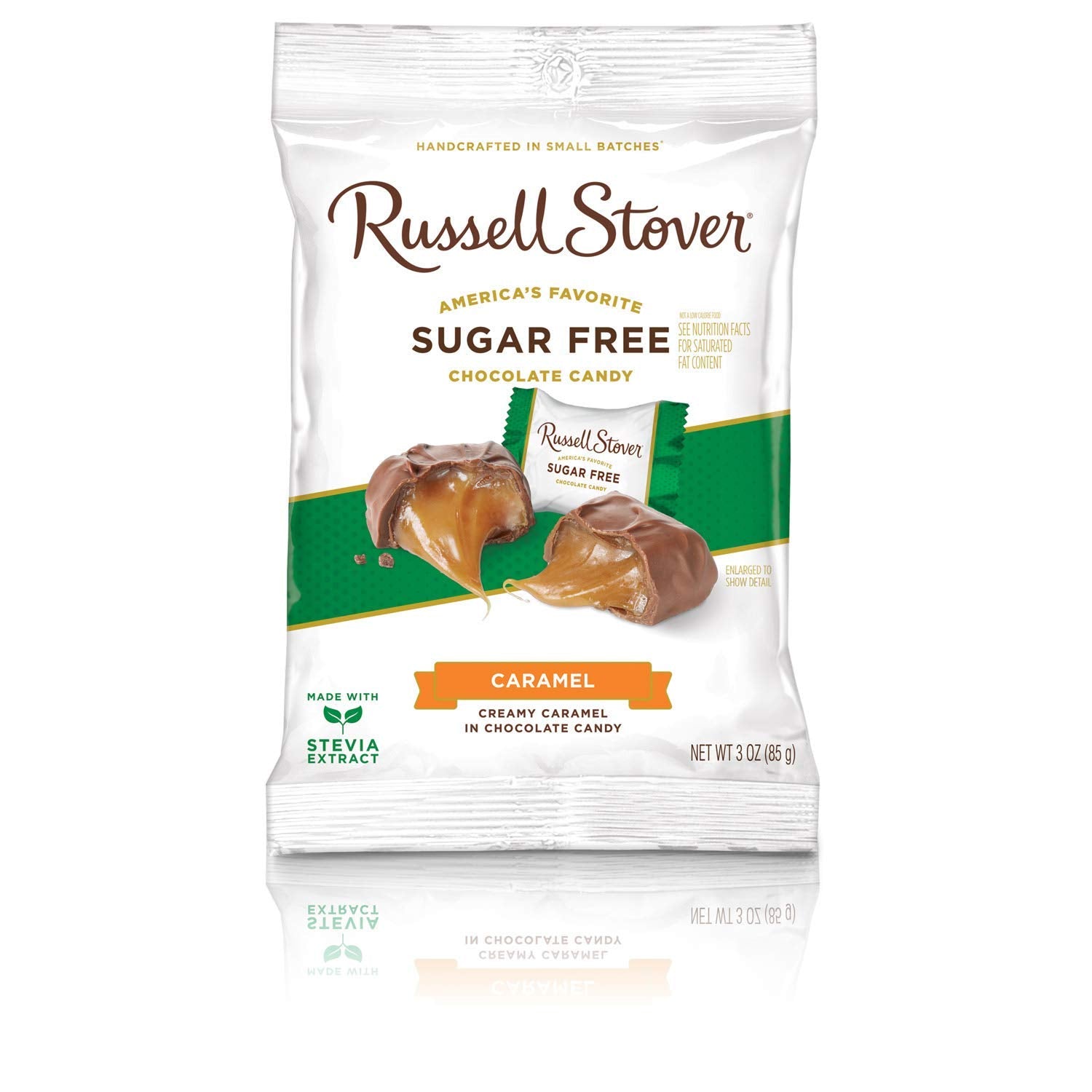 Russell Stover Sugar Free Creamy Caramels in Chocolate Candy, 3 Ounce Bag, Pack of 2