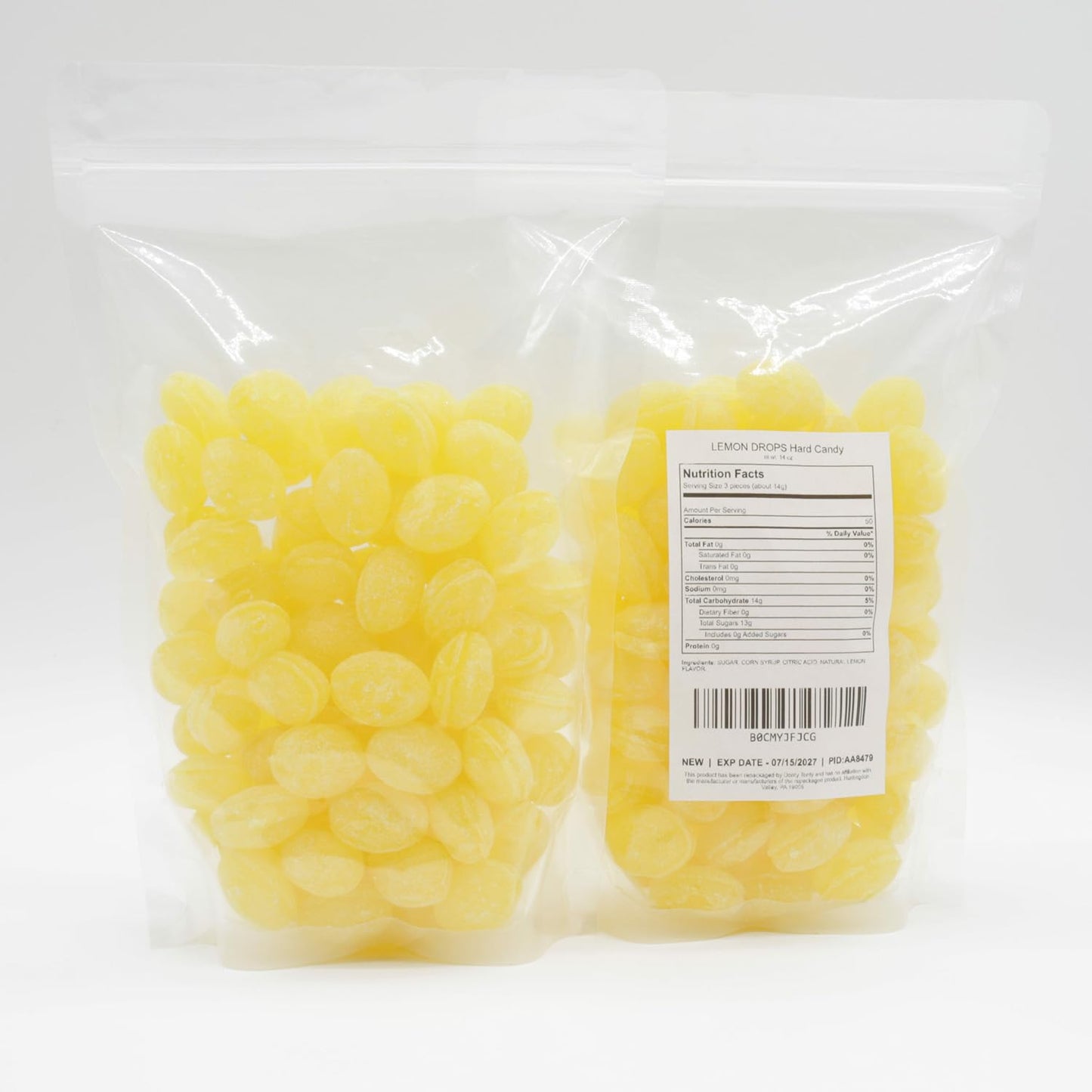 Sanded LEMON Drops Hard Candy 2 lb - Bulk, Old Fashioned Candy, Natural Flavor, Fat Free