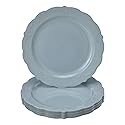 SILVER SPOONS Vintage Design Disposable Dessert Plates For Party (10 Pc)Heavy Duty Disposable Dinner Set 7.5” ,Fine Dining Plastic Dishes For Elegant