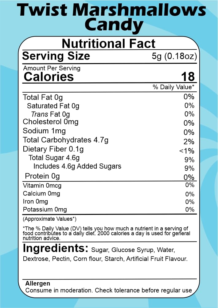 SMIBZE Natural Twist Marshmallows Candy 100 GM (Pack of 1) SMIBZE