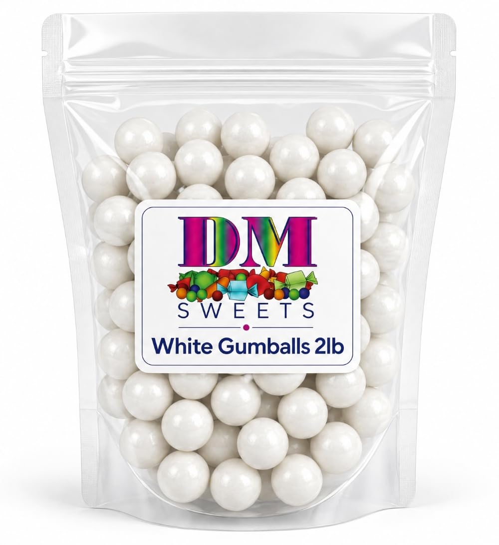 White Gumballs - 2 lbs of 1" Tutti Frutti Gumballs in Resealable Bag to Ensure Freshness. Perfect for Color Themed Parties or Candy Buffets