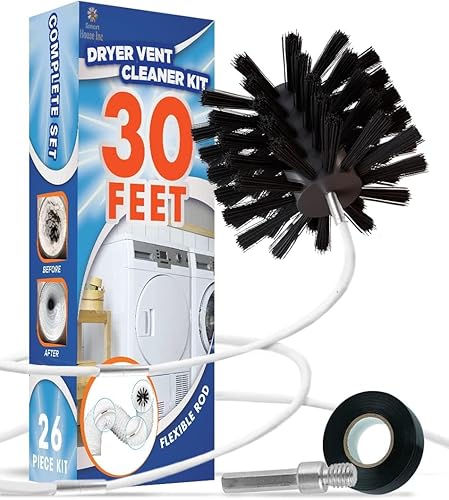 30-Feet Dryer Vent Cleaner Kit - Innovative Lint Remover Reusable Strong Nylon| Flexible Lint Brush with Drill Attachment for Faster Cleaning 30 Feet