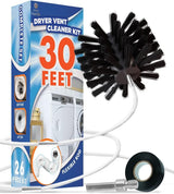 30-Feet Dryer Vent Cleaner Kit - Innovative Lint Remover Reusable Strong Nylon| Flexible Lint Brush with Drill Attachment for Faster Cleaning 30 Feet