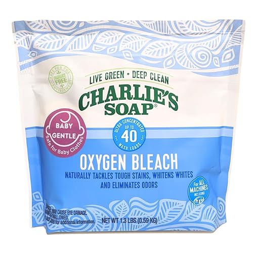 Charlie's Soap Color Safe Chlorine Free Oxygen Bleach Powder Baby Gentle, 1.3 lbs (0.59 kg)