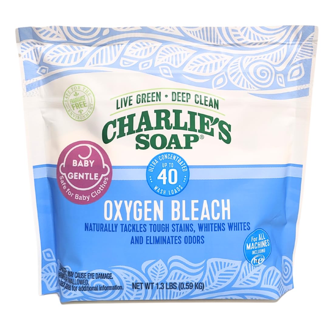 Charlie's Soap Color Safe Chlorine Free Oxygen Bleach Powder Baby Gentle, 1.3 lbs (0.59 kg)
