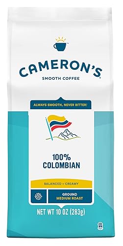 Cameron's Coffee 100% Colombian Ground Coffee, Medium Roast, 100% Arabica, 10-Ounce Bag, (Pack of 1)