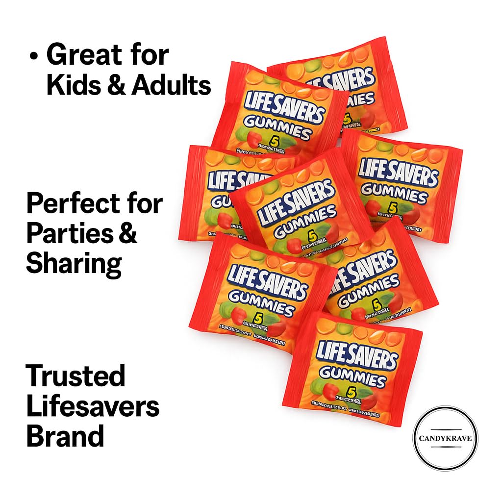 LifeSavers Gummies Candy - Assorted Fruity Flavors - Delicious Gummy Candy Assortment for Birthdays, New Year, Christmas, Valentines Day, Pinata