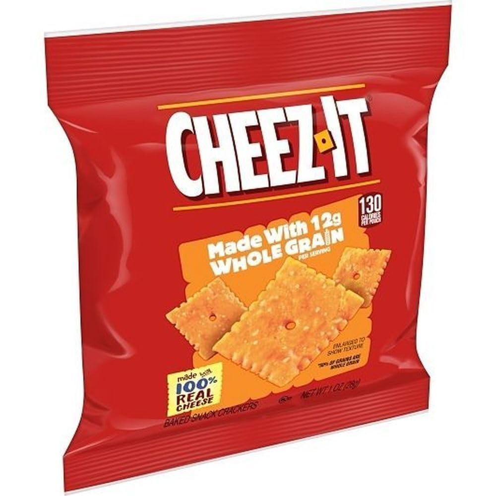 Sunshine Cheez-It Whole Grain Baked Snack Crackers, 1 oz Individual Bags, Bulk Case of 60