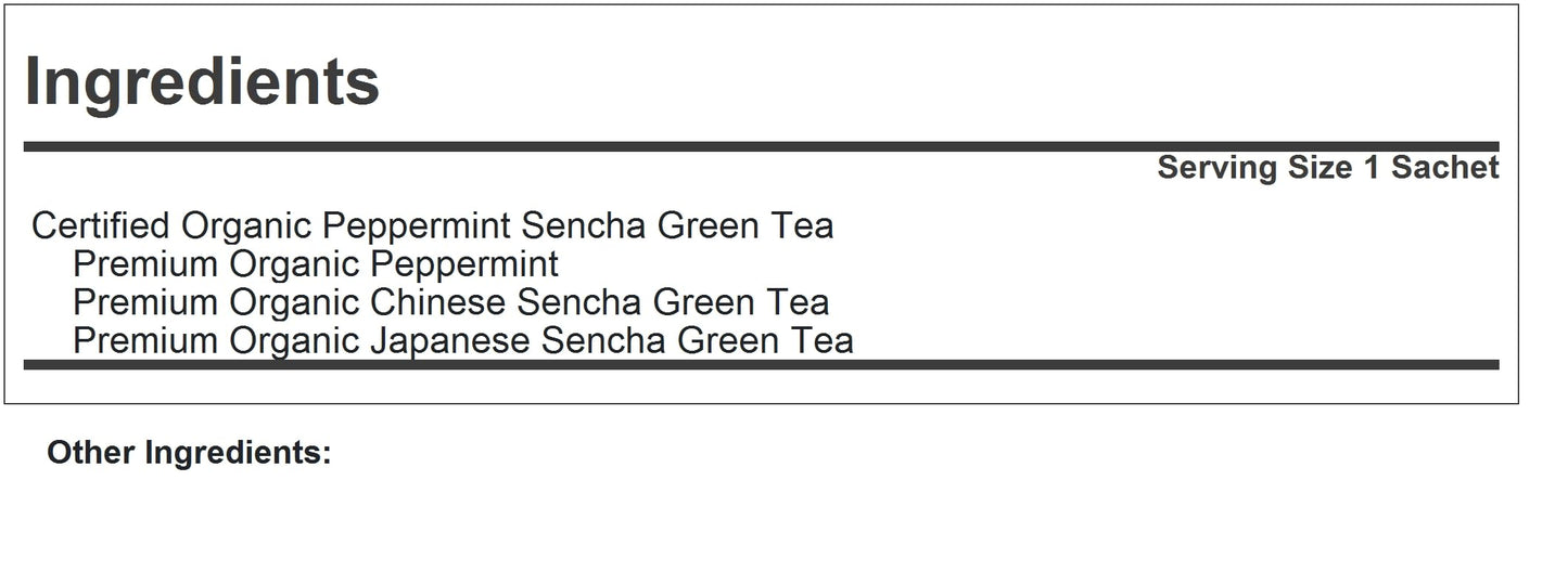ANDREW LESSMAN Tea - Peppermint Green Tea 30 Sachets - Blend of Certified Organic Sencha Green Tea, Premium Peppermint. Powerful Anti-oxidant EGCG